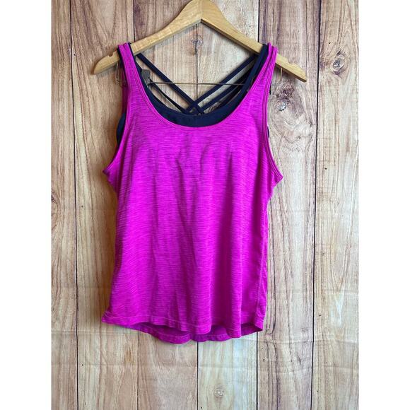 Athleta Sports Bra Tank Combo Fuschia and Navy Women's Size s - Picture 1 of 8